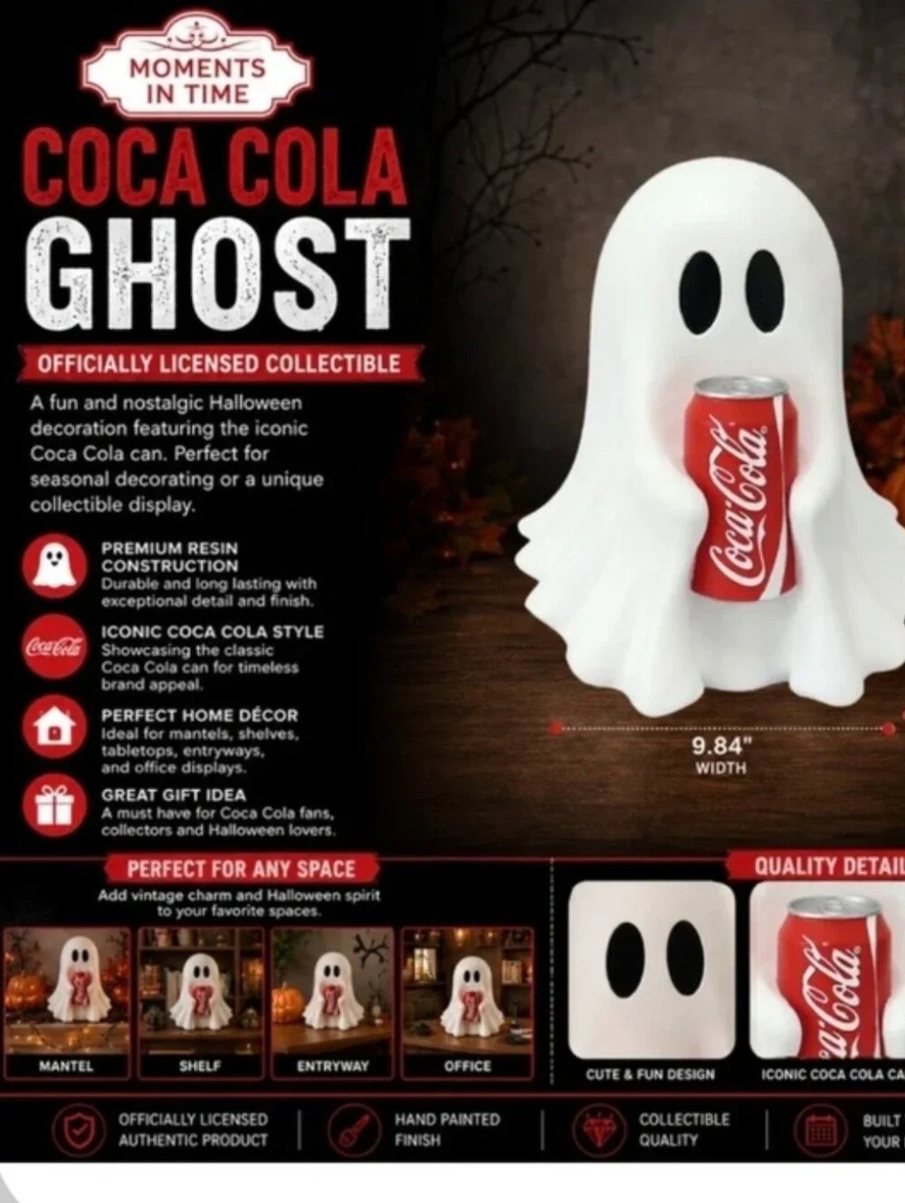 🤍▪️COCA-COLA▪️ Ghost Figurine Holding Coke Can Halloween Decor 2025